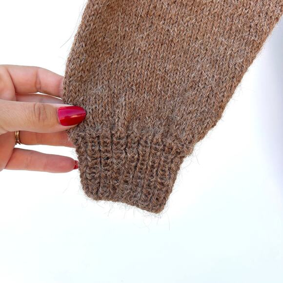 Vintage Hand-Knit Nordic Button Cardigan Oversized Brown Fair Isle XL Grandpa - Picture 4 of 6